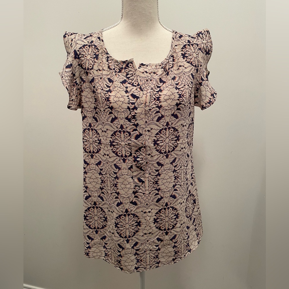 CAbi summer top, ruffle cap sleeve, SM